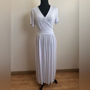 Sz S Lil better deep V-neck loose long maxi dress white new with tags
